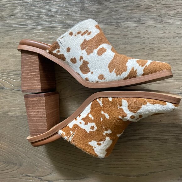 Yellow Box Women's Cow Hair Tan Brown White Mule Clog Shoes 8 - Picture 5 of 9